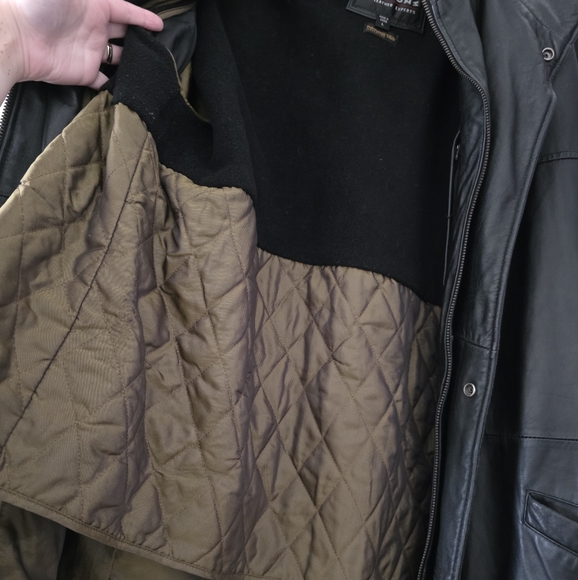 Wilsons Leather Thinsulate Genuine Leather Jacket Zip Button Mens L Blck Biker - Picture 4 of 12